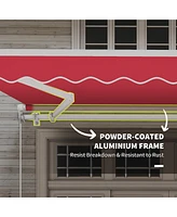 12' x 10' Retractable Awning Patio Awnings Sun Shade Shelter with Manual Crank Handle, 280g/m Uv & Water-Resistant Fabric and Aluminum Frame for Deck