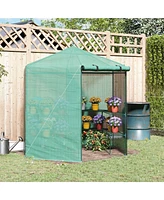 Simplie Fun Walk-in Greenhouse Outdoor 3 Tier 10 Shelf Warm House Garden Hexagonal Hot House with Roll-Up Zipper Door & Steel Frame