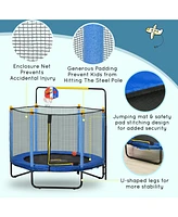 Streamdale Furniture 4.6' Kids Trampoline with Basketball Hoop, Horizontal Bar, 55" Indoor Trampoline with Net, Small Springfree Trampoline Gifts for