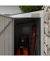 4' x 6' Metal Outdoor Storage Shed, Lean to Storage Shed, Garden Tool Storage House with Lockable Door and 2 Air Vents for Backyard, Patio, Lawn, Whit