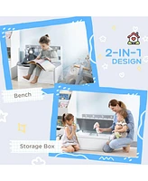 Simplie Fun Toddler Toy Box Storage Bench with Large 27 L Interior, Kids Storage Bench Seat with Storage for Toddler Playroom Furniture, Kids Bedroom