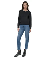 Dkny Jeans Women's Rhinestone Collar Crewneck Sweater