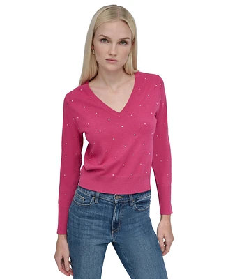 Dkny Jeans Women's Studded V-Neck Sweater - JOJ