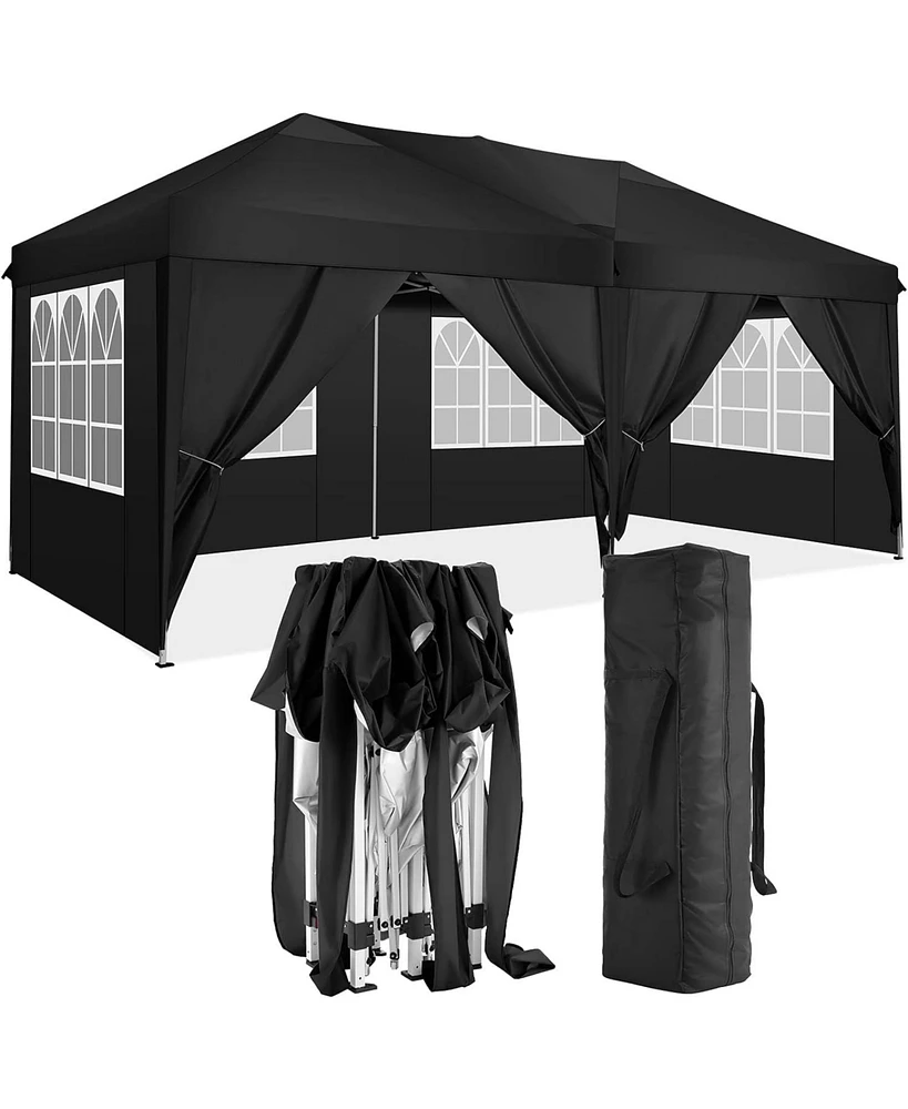 Streamdale Furniture 10'x20' Folding Canopy with 6 Removable Sidewalls Outdoor Event Shelter Upf 50+ Gazebo Portable Tents for Parties Beach Camping W