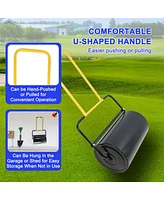 40 litre high capacity lawn roller, can fill sand/water, U-shaped ergonomic handle, easy to push and pull, suitable for gardens, farms, parks, black