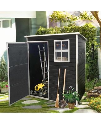 Simplie Fun 5x3ft Resin Outdoor Storage Shed Kit-Perfect to Store Patio Furniture, Black