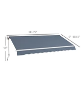 Streamdale Furniture 12' x 10' Retractable Awning Patio Awnings Sun Shade Shelter with Manual Crank Handle