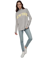 Dkny Jeans Women's New York Intarsia-Knit Mock Neck Sweater