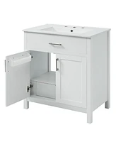 Simplie Fun 30-Inch Bathroom Vanity with Ceramic Sink and Ample Storage - The Perfect Choice for Small Bathrooms