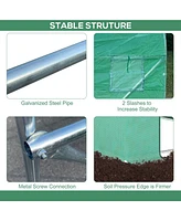 15' x 7' x 6.5' Walk-in Tunnel Hoop Greenhouse, Green House with Polyethylene Pe Cover, Steel Frame, Roll-Up Zipper Door & Windows for Flowers, Vegeta