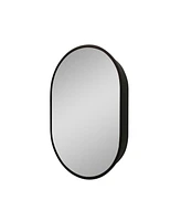 Streamdale Furniture 2436 inches Oval Black Metal Framed Wall mount Bathroom Medicine Cabinet with Mirror