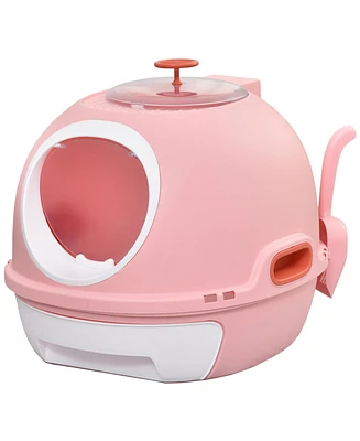 Streamdale Furniture Covered Litter Box, Litter Box with a Lid, Scoop Enclosed Drawer & Skylight for Cats That's Easy to Clean, Pink