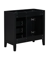 Simplie Fun 36" Bathroom Vanity without Sink, Cabinet Base Only, Bathroom Cabinet with Drawers, Solid Frame and Mdf Board, Black