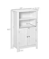 Streamdale Furniture Bathroom Floor Cabinet, Freestanding Bathroom Cabinet with 2 Open Shelves, Double Doors and Adjustable Shelves, Wooden Storage Ca