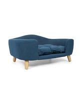 Streamdale Furniture Mid-Century Modern Dog Bed: Birch Wood, Tufted Cushion, Assembly Required