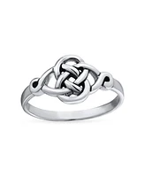 Bling Jewelry Dainty Best Friends Irish Celtic Love Knots Bff Infinity Promise Ring 2MM Band For Women Oxidized .925 Sterling Silver