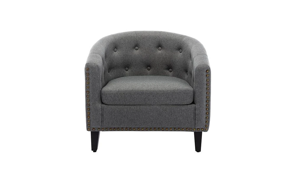 Slickblue Tufted Barrel Chair Comfortable Accent Chair for Living Room, Bedroom, or Club Spaces