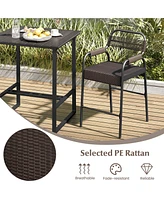 Costway 5-Piece Counter Bar Set Patio Rattan Counter Set