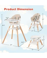 Costway 6-in-1 Convertible Wooden Baby Highchair Infant Feeding Chair with Removable Tray