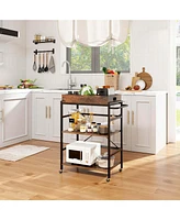 Costway 3-Tier Bar Cart with Detachable Tray 4 Lockable Casters & 1 Handy Handle