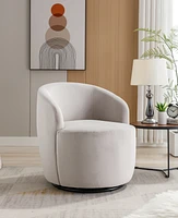 Slickblue Velvet Swivel Barrel Armchair with Black Powder-Coated Metal Ring for Modern Living Room Style