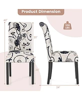 Set of 2 Tufted Dining Chair Parsons Upholstered Fabric Chair with Wooden Legs