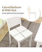 Costway Armless Wood Dining Chair Set of 2 with Rubber Legs Curved Backrest Kitchen