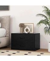 Costway 2-Drawer Stackable Storage Organizer with Anti-Topping Kits Stacking Drawer Chest