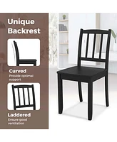 Wood Dining Chair Set of 2 with Rubber Legs Curved Backrest for Kitchen