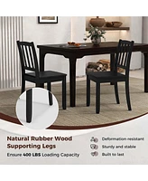 Costway Wood Dining Chair Set of 2 with Rubber Legs Curved Backrest for Kitchen