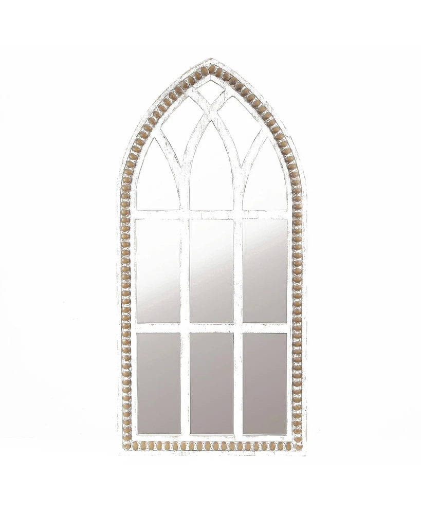 LuxenHome Rustic Wood Cathedral Wall Mirror