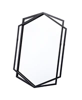 LuxenHome Black Metal Hexagon Frame Wall Accent Mirror