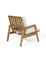 LuxenHome Outdoor Acacia Wood Armchairs with Cushions, Set of 2