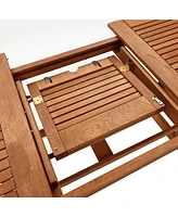 LuxenHome Carmel Solid Wood Extendable Outdoor Dining Table