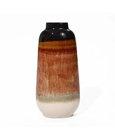 LuxenHome Earth Tones -Inch Tall Round Stoneware Vase