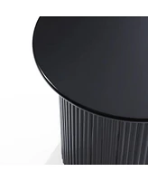 LuxenHome Black Finish Fluted Fir and Mdf Wood Accent Round Table