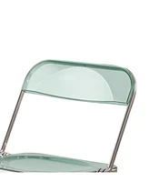 Streamdale Furniture Folding blue-green Chair Transparent Chairs-Ghost Stackable Crystal Folding Chair-pc Plastic Living Room Seat