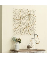LuxenHome Handmade 26.4" Square Gold Modern Abstract Metal Wall Decor