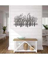 LuxenHome Snowy Black Metal Field of Trees Wall Decor