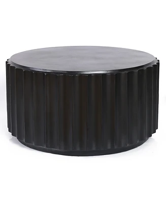 LuxenHome Black Cement Round Coffee Table