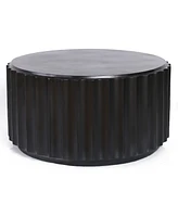 LuxenHome Black Cement Round Coffee Table