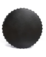 LuxenHome Black Cement Round Coffee Table