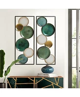 LuxenHome Set of 2 Coastal Abstract Geometrical Wall Decor Panels