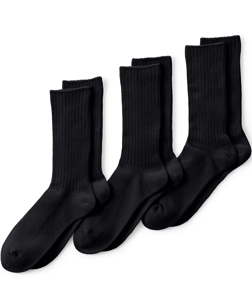 Lands' End Men's Cotton Crew Socks 3 Pack