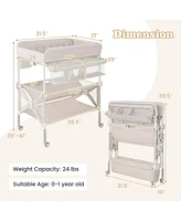 Costway Portable Baby Changing Table with Wheels Adjustable Height Large Storage Rack