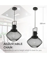 Simplie Fun Industrial Pendant Light Fixtures, Black Metal Frame Hanging Ceiling Light for Living Room, Bedroom, Kitchen, Dining Room with Adjustable