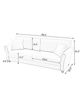 Slickblue Off-White Linen Three-Person Indoor Sofa for Elegant Living Room Seating