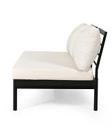 Theo 2-Seater Acacia Wood And Iron Sofa With Water-Resistant Cushions