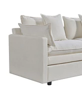 108.66" Modern Chenille L-shaped Sectional Sofa with Convertible Chaise, Comfy Cloud Couch Deep Sectional Sofa with Ottomans for Living Room