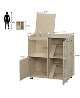 Hamster Cage, Small Animal Cage for Chinchilla/Rat, 4-Tier Guinea Pig Cage Wood with Acrylic Windows, Storage Cabinet, Openable Top, Hamster Cages and